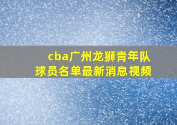 cba广州龙狮青年队球员名单最新消息视频