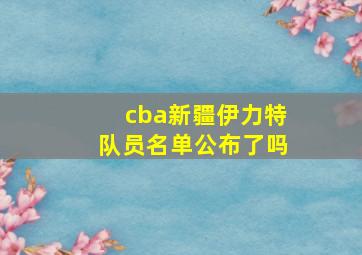 cba新疆伊力特队员名单公布了吗