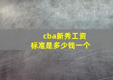 cba新秀工资标准是多少钱一个