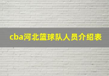 cba河北篮球队人员介绍表