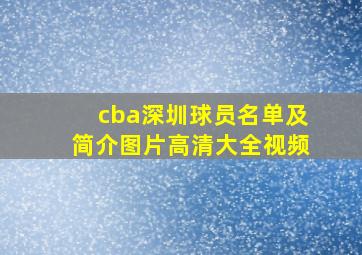 cba深圳球员名单及简介图片高清大全视频