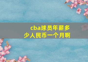 cba球员年薪多少人民币一个月啊