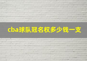 cba球队冠名权多少钱一支