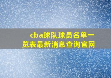 cba球队球员名单一览表最新消息查询官网