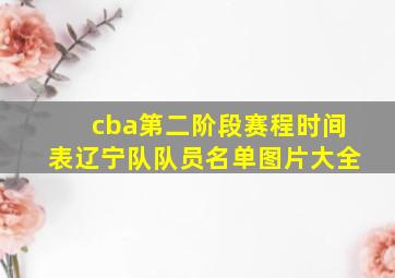 cba第二阶段赛程时间表辽宁队队员名单图片大全