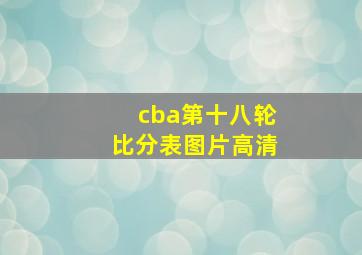 cba第十八轮比分表图片高清