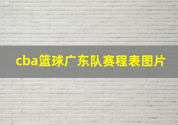 cba篮球广东队赛程表图片