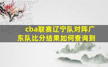 cba联赛辽宁队对阵广东队比分结果如何查询到