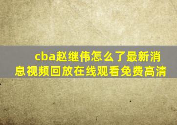 cba赵继伟怎么了最新消息视频回放在线观看免费高清