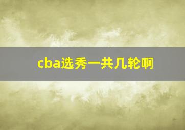 cba选秀一共几轮啊