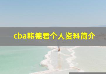 cba韩德君个人资料简介