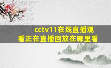 cctv11在线直播观看正在直播回放在哪里看