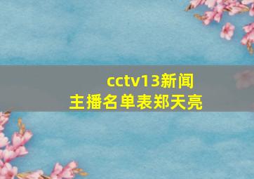 cctv13新闻主播名单表郑天亮