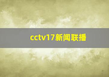 cctv17新闻联播