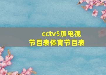 cctv5加电视节目表体育节目表