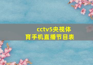 cctv5央视体育手机直播节目表