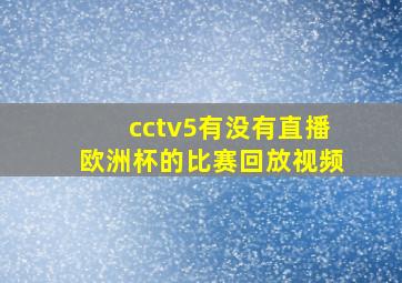 cctv5有没有直播欧洲杯的比赛回放视频