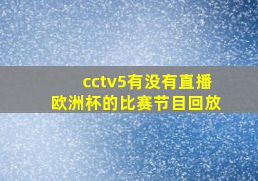 cctv5有没有直播欧洲杯的比赛节目回放