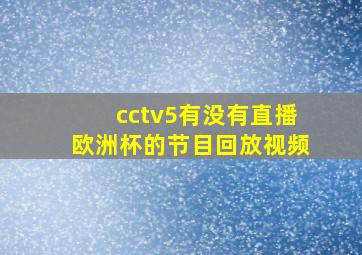 cctv5有没有直播欧洲杯的节目回放视频