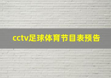 cctv足球体育节目表预告