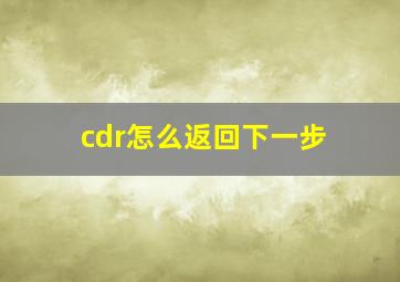 cdr怎么返回下一步