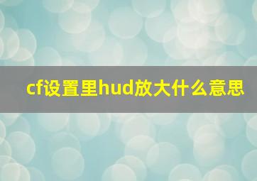 cf设置里hud放大什么意思