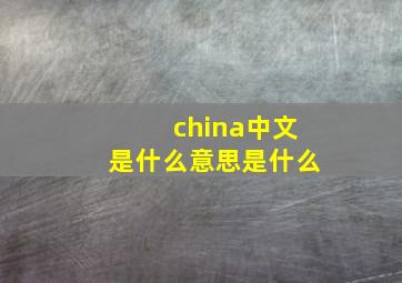 china中文是什么意思是什么