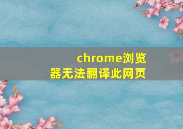 chrome浏览器无法翻译此网页