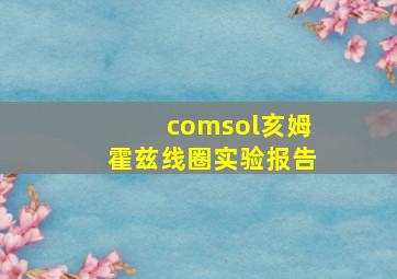 comsol亥姆霍兹线圈实验报告