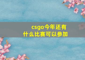 csgo今年还有什么比赛可以参加