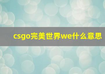 csgo完美世界we什么意思