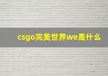 csgo完美世界we是什么