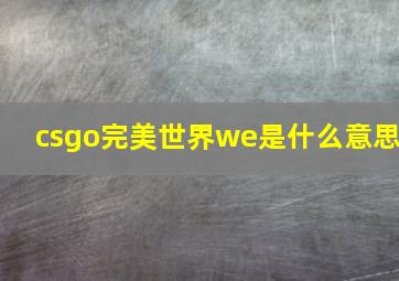 csgo完美世界we是什么意思