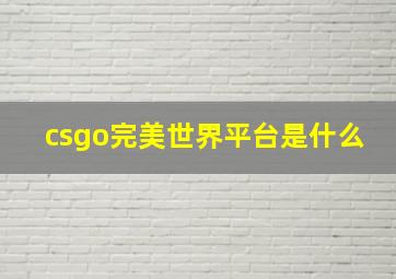 csgo完美世界平台是什么