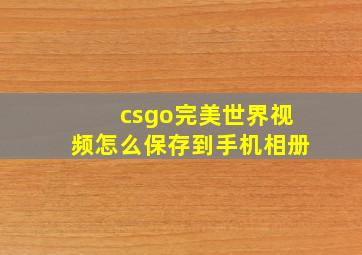 csgo完美世界视频怎么保存到手机相册