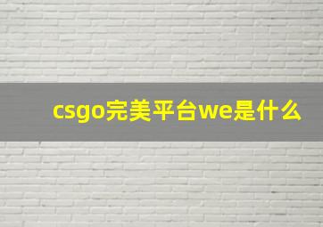 csgo完美平台we是什么