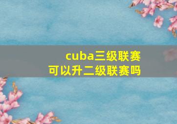 cuba三级联赛可以升二级联赛吗