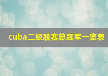 cuba二级联赛总冠军一览表