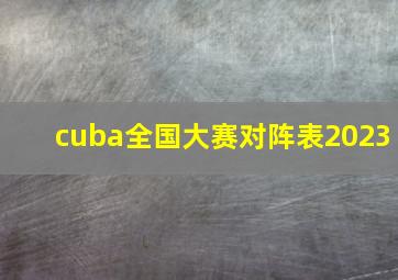 cuba全国大赛对阵表2023