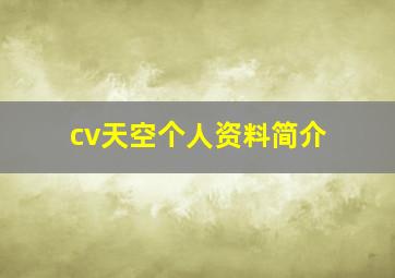 cv天空个人资料简介