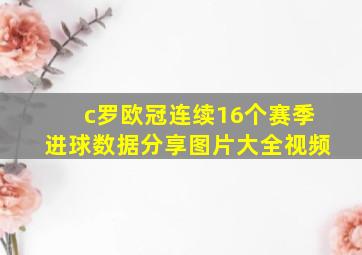 c罗欧冠连续16个赛季进球数据分享图片大全视频