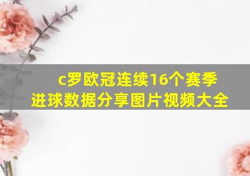 c罗欧冠连续16个赛季进球数据分享图片视频大全