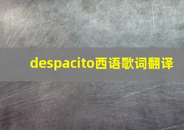 despacito西语歌词翻译