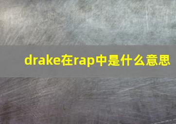 drake在rap中是什么意思