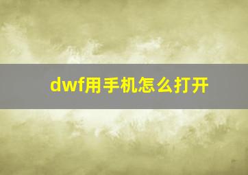 dwf用手机怎么打开