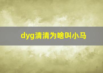 dyg清清为啥叫小马