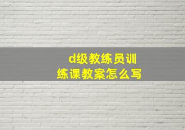 d级教练员训练课教案怎么写