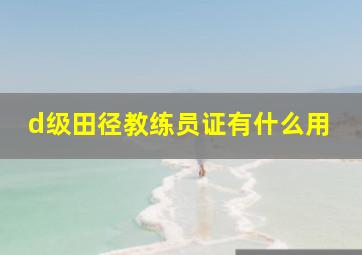 d级田径教练员证有什么用