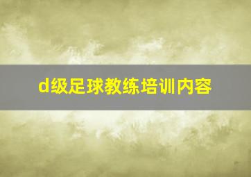 d级足球教练培训内容