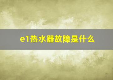 e1热水器故障是什么